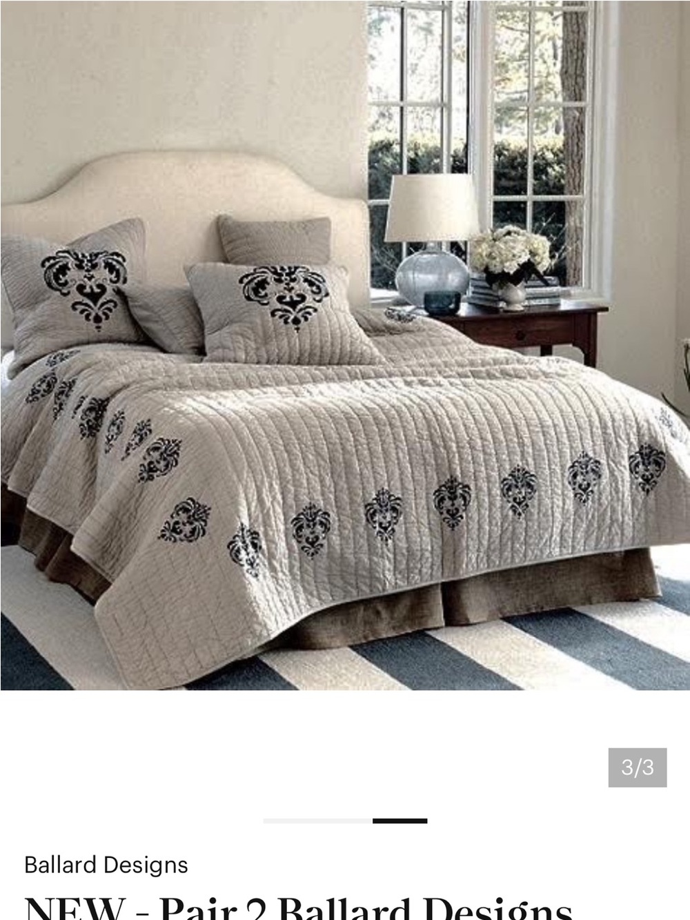 Ballard Designs Hayden damask queen size quilt only no shams